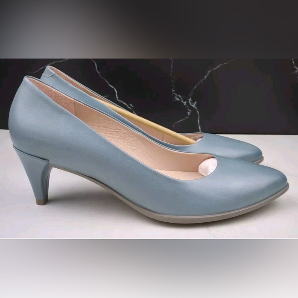 Ecco Women's Shape 45 Pointed Closed Toe Kitten Heel Steel Blue EU41/US 10-10.5 - Picture 4 of 9